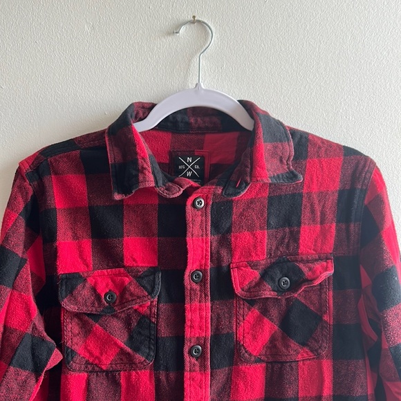 Red Plaid Button Down Shirt Small - Picture 6 of 6